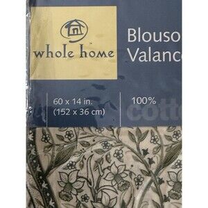 Sears whole home Blouson Valance 60x14 cotton green cream floral Many available